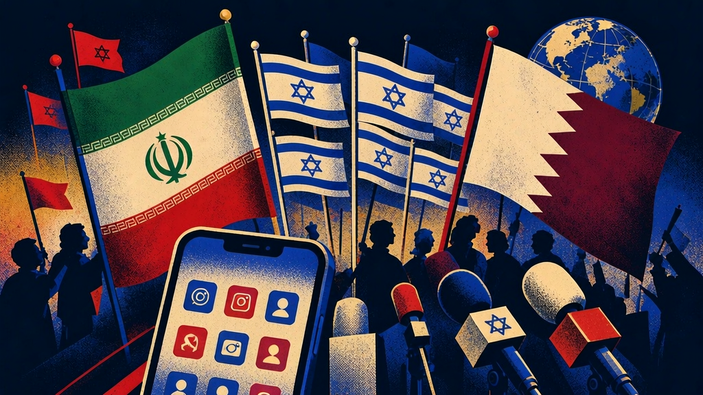 Illustration: Influence Campaigns Around Gaza: The Paper Trail on Iran, Qatar and Israel